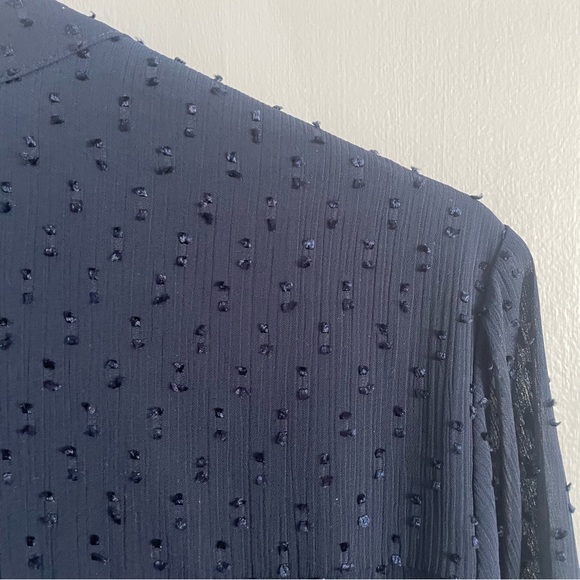 Tommy Hilfiger Navy Blue Long-Sleeve Swiss Dot Dress - Size Large, Flowy - Picture 5 of 11